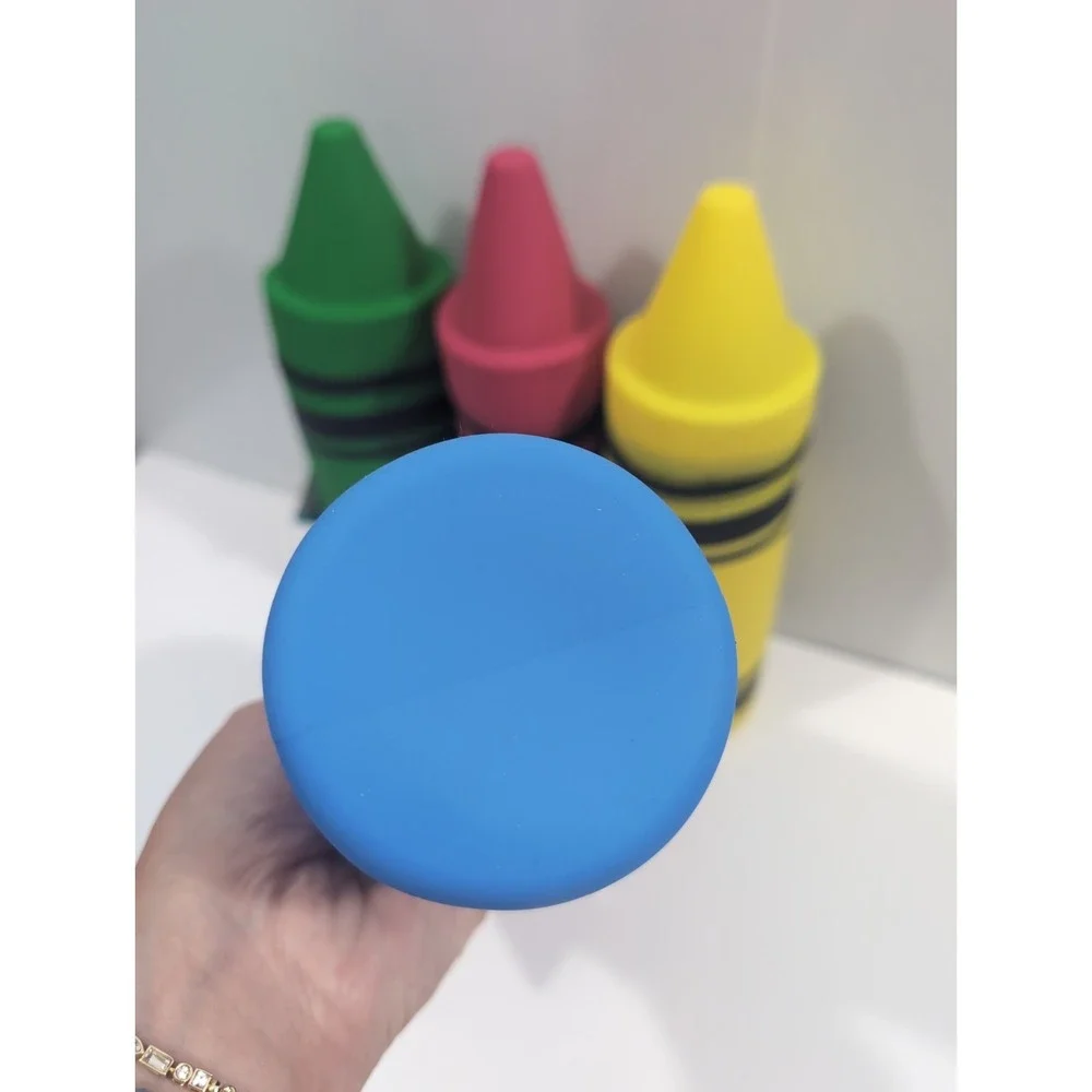 New Crayon Shaped Zipper Silicone Pencil Pen Crayons Pouch Set Of 4